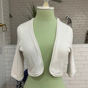 Lilly Pulitzer white cotton sweater knit shrug, 3/4 sleeves, size M